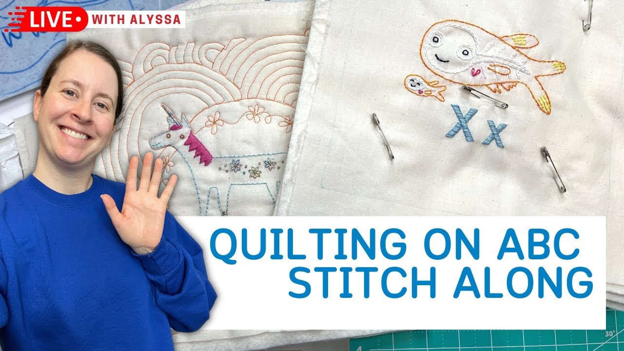ABC Stitch Along free motion quilting blocks - Live with Alyssa