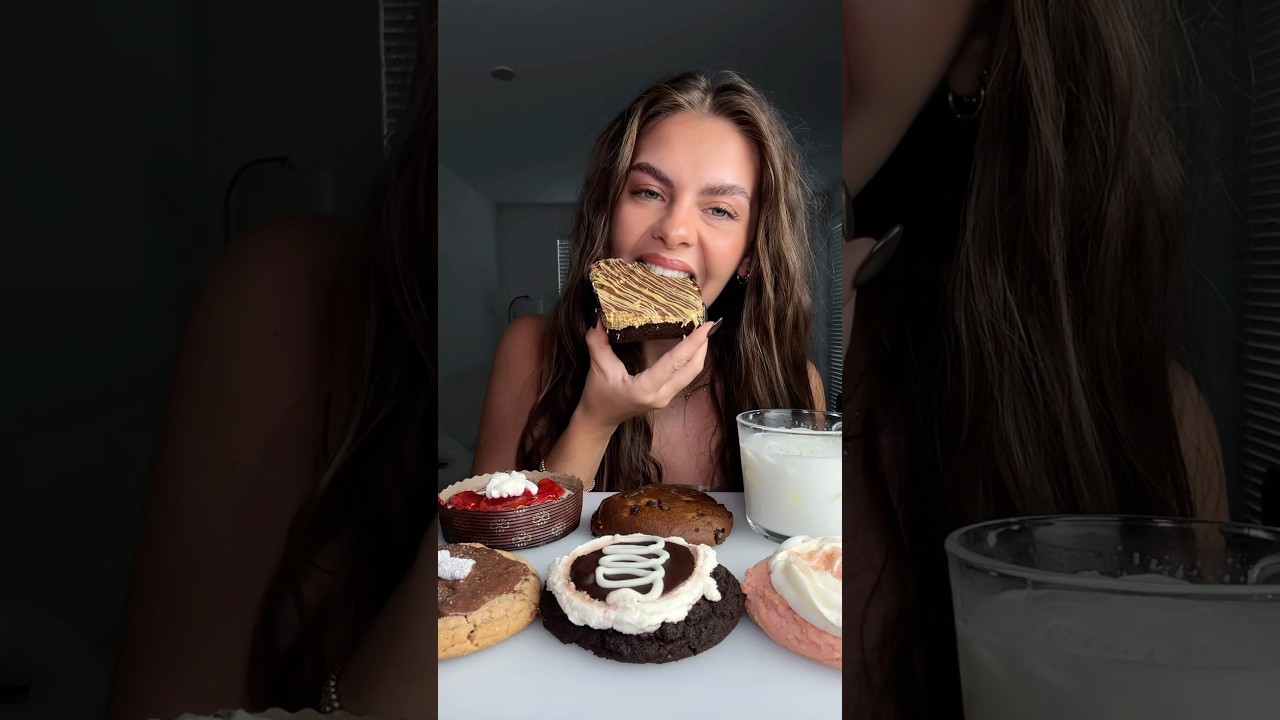 CRUMBL LINEUP + ICE COLD MILK 🍪🥛#foodasmr #crumblasmr #dessertmukbang #dubaichocolate
