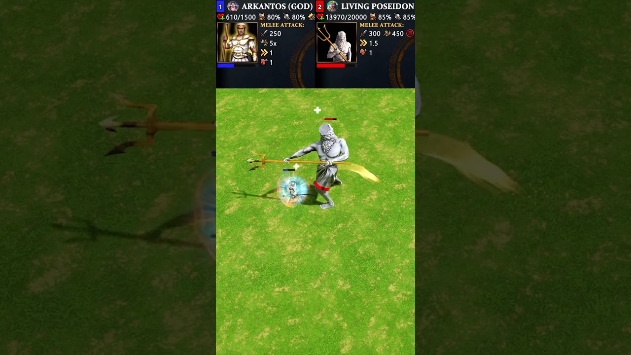 Arkantos (God) vs Living Poseidon Statue (Age of Mythology: Retold) #Shorts