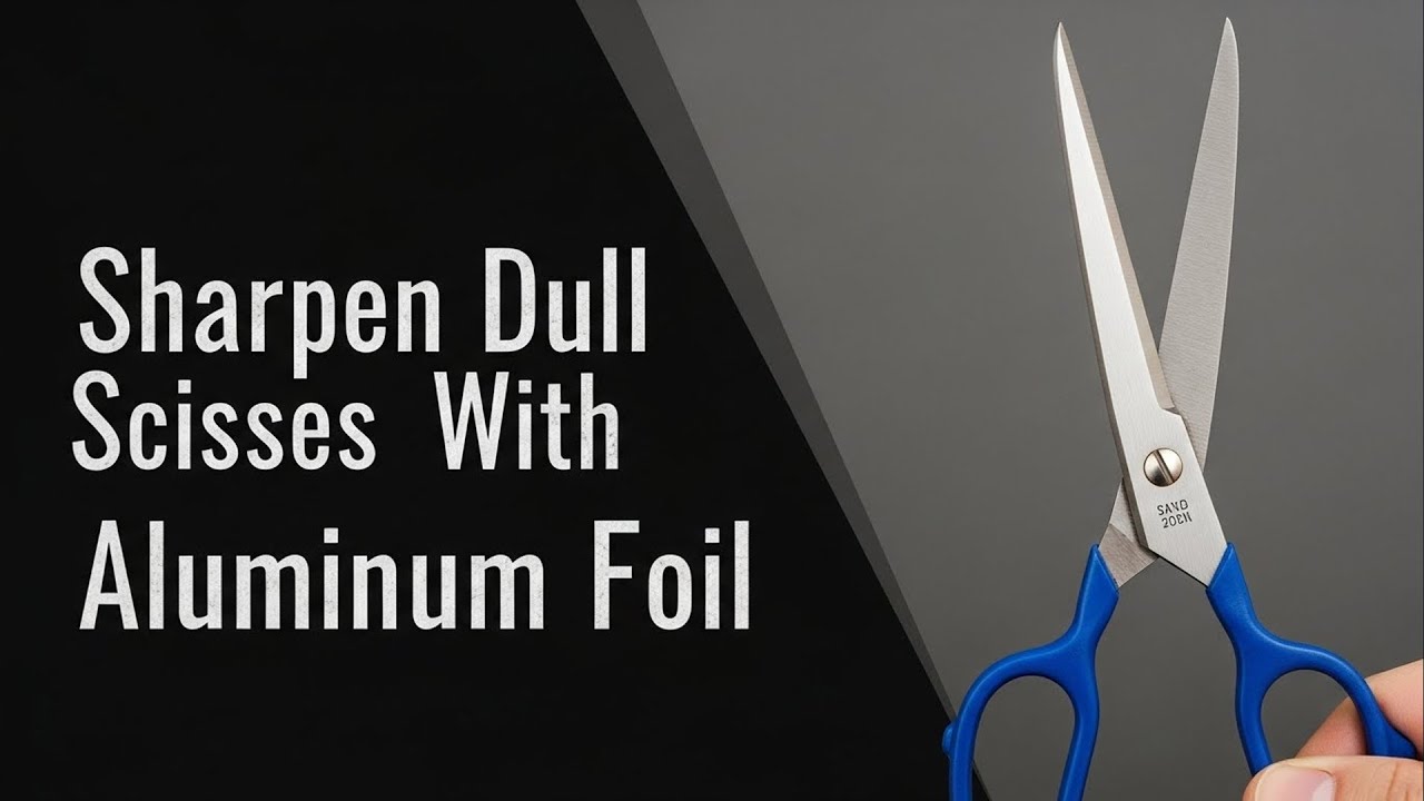 Sharpen Dull Scissors With Aluminum Foil overlay