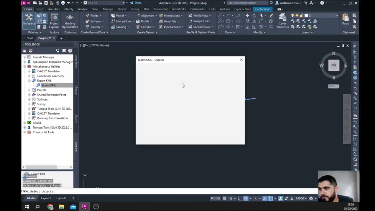 Exportar KML do AutoCAD Civil 3D 2023 para o Google Earth