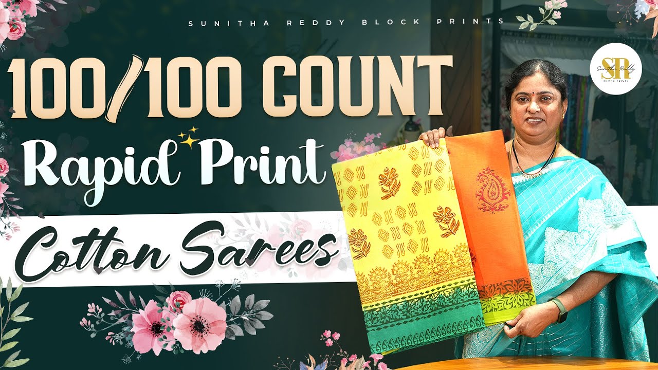 100/100 Count Cotton Sarees in Rapid Prints | Soft Pure Cotton Handloom Sarees | Jejis Vlogs