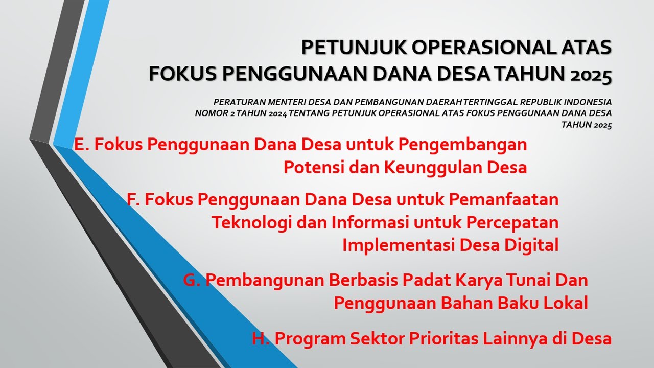 Petunjuk Operasional Fokus Penggunaan Dana Desa 2025, Produk Unggulan Desa, Digitalisasi Desa
