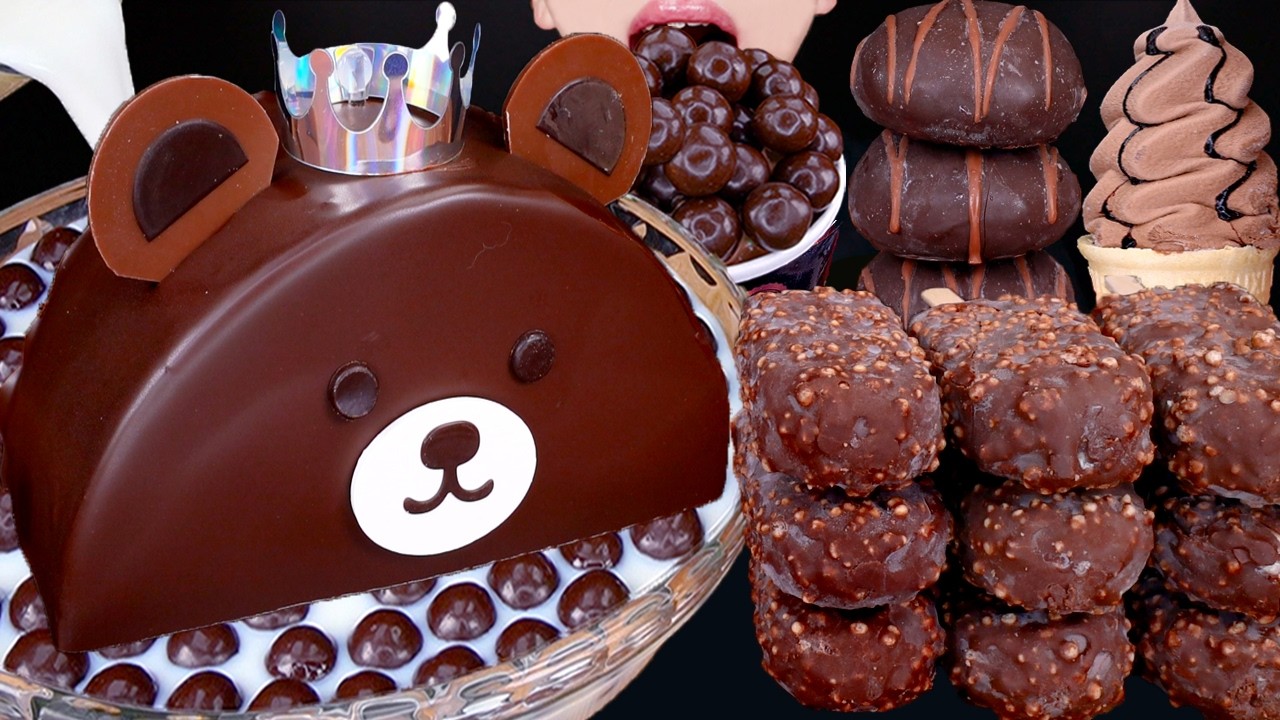 ASMR ARTISEE CHOCOLATE CAKE ICE CREAM NUTELLA DESSERT MUKBANG 초콜릿 케이크 먹방 チョコレートケーキ 咀嚼音 EATING SOUNDS
