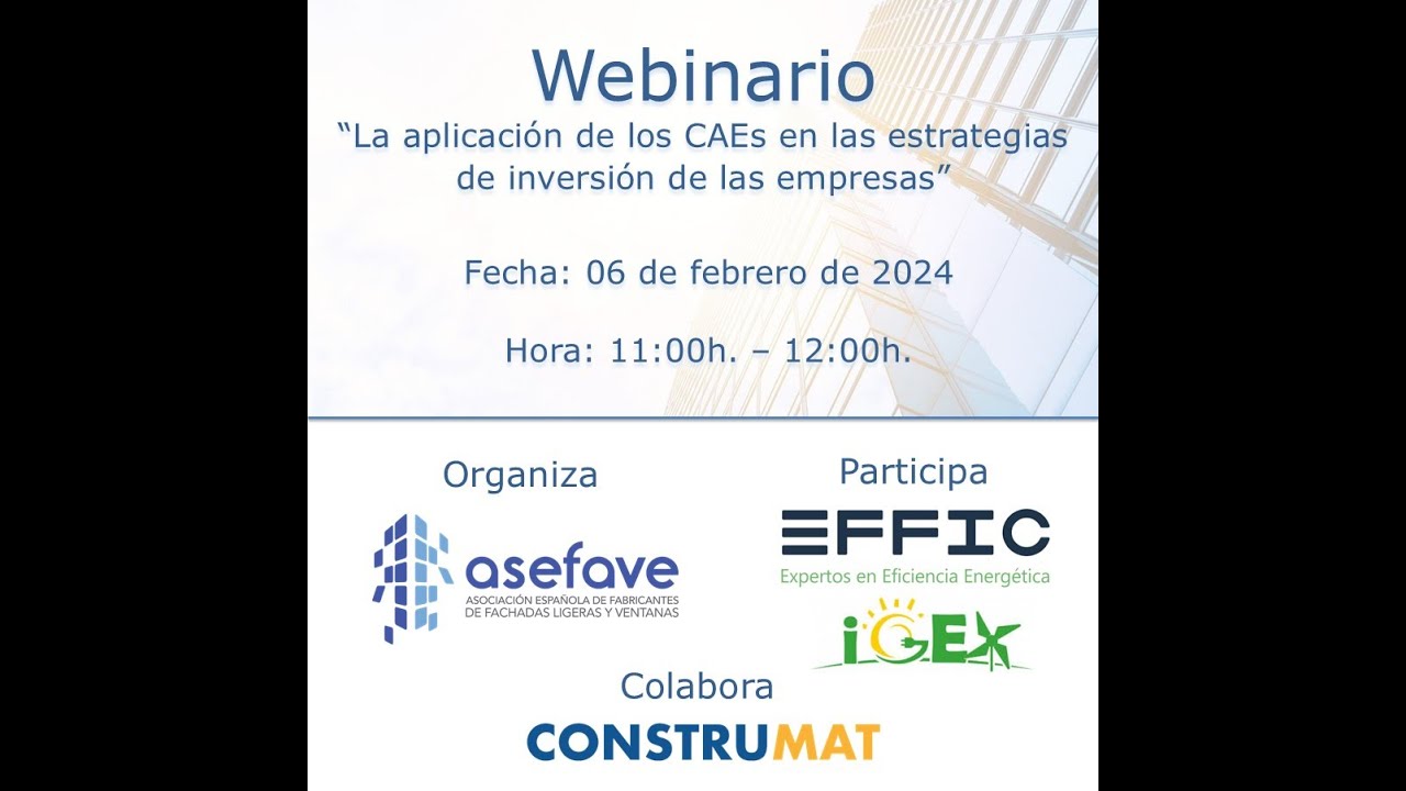 WEBINARIO. La aplicaci&oacute;n de los CAEs en las estrategias de inversi&oacute;n de las empresas
