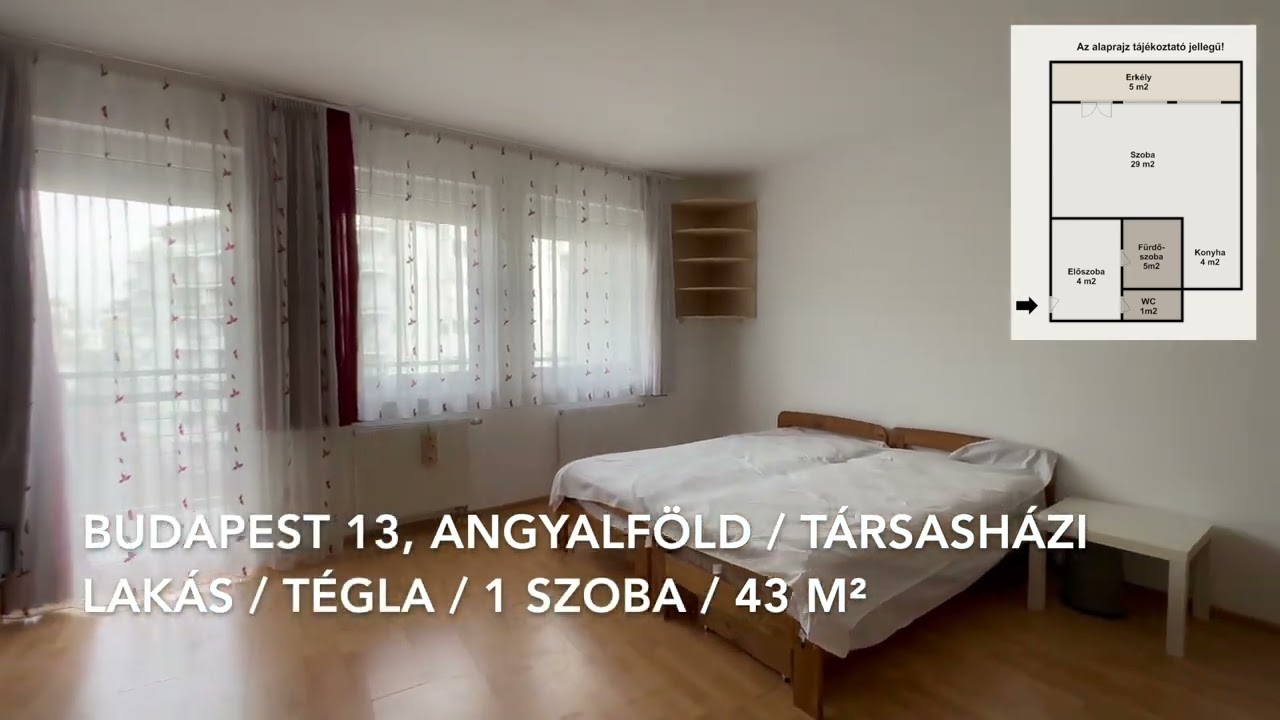 Budapest 13, Angyalföld : társasházi lakás : tégla : 1 szoba : 43 m²