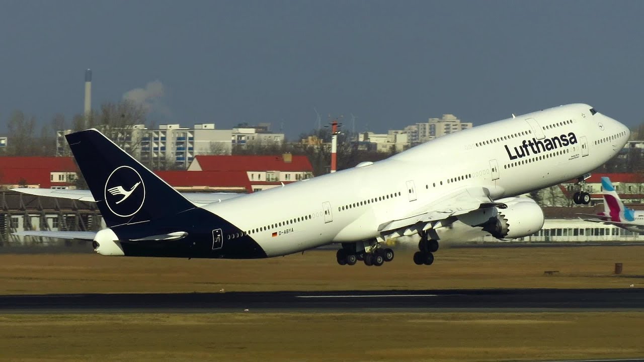 NEW LUFTHANSA LIVERY! B747-8i Takeoff Berlin Tegel Airport (TXL)! | D-ABYA