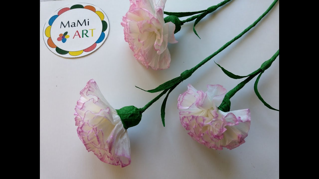 3 SPOSOBY NA WYKONANIE GOŹDZIKA Z BIBUŁY   / JAK ZROBIĆ KWIATY Z BIBUŁY | EASY CREPE PAPER FLOWER