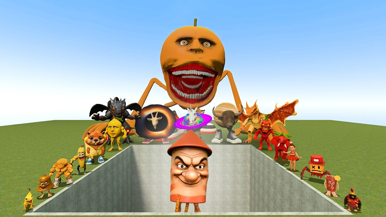 AI Brainrot Memes vs Pop Pop Sahur Bosses in Giant Pit – Gmod Chaos