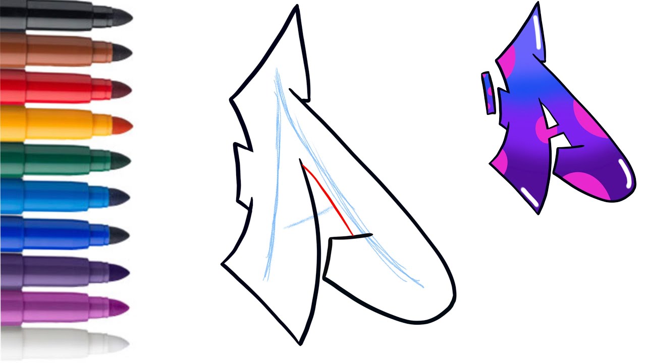 Comment dessiner la lettre A style graffiti étape par étape facile