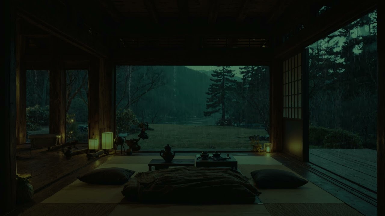 Quiet Night Rain in a Dark Bedroom (No Ads) 🌧 | Peaceful Garden for Deep Rest & Relaxation