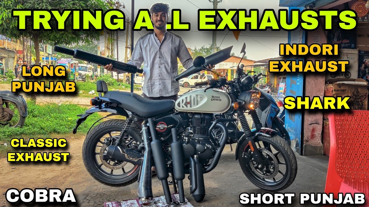 Classic & Bullet Exhausts on BS7 E20 HUNTER 350 | Trying Loud Exhaust on Hunter 350 | #MxK
