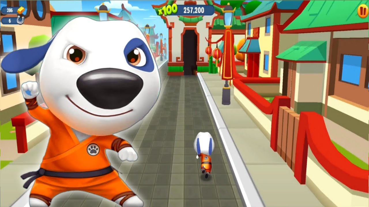 talking tom gold run chinese version wild west / kung fu hank vs raccoon / full screen