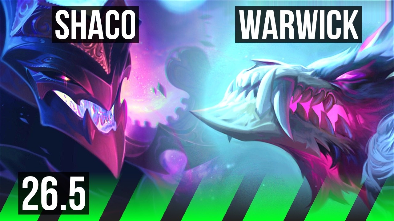SHACO vs WARWICK (JGL) | Good KDA: 9/1/7 | EUW Grandmaster | 26.5