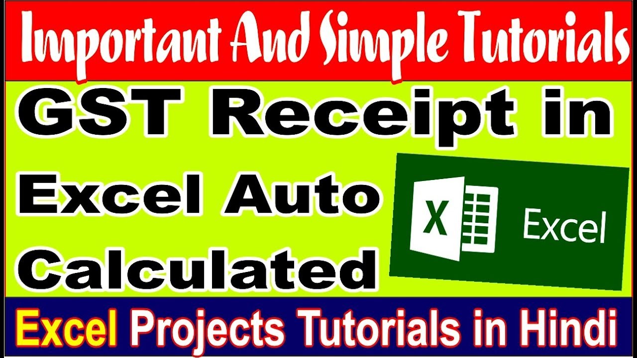 make Gst Receipt Auto Calculate in excel Pradip VedantSri