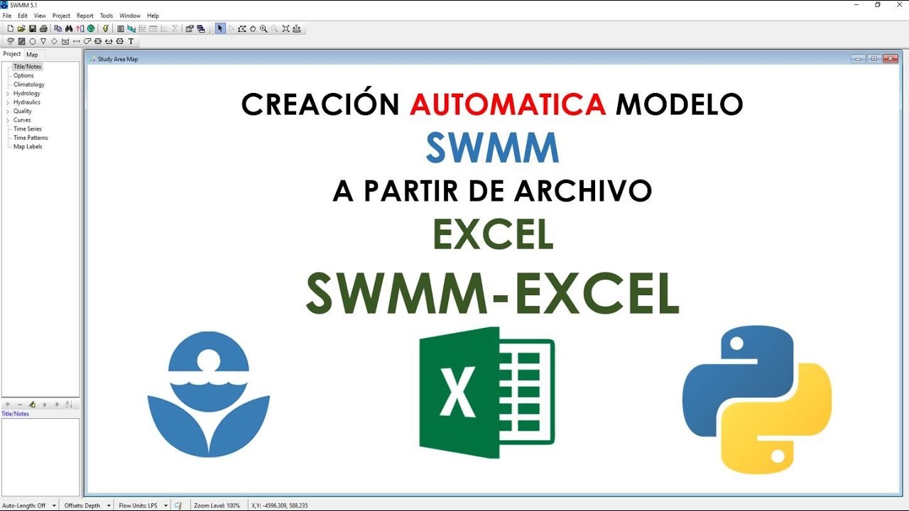 Crear Modelo Alcantarillado EPASWMM con información en EXCEL Automático - Programa SWMM-EXCEL