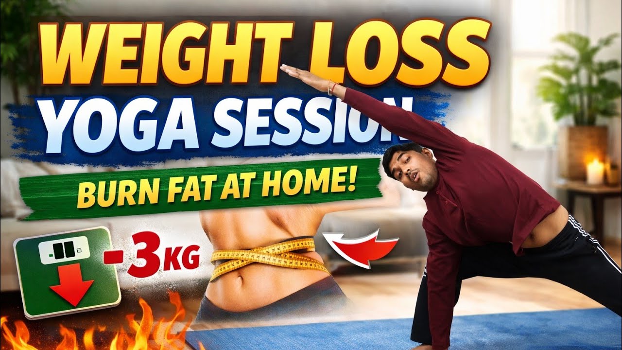"Weight Loss Yoga Session | Yoga at Home | Fat Loss Workout for All Age Groups"