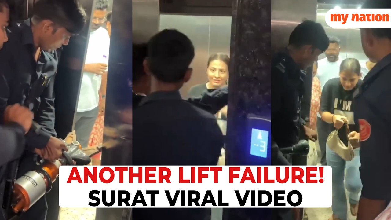 Viral Video | Tense Moments in Surat: 5 Trapped in Lift, Child Rescued Safely at Gallopin Complex