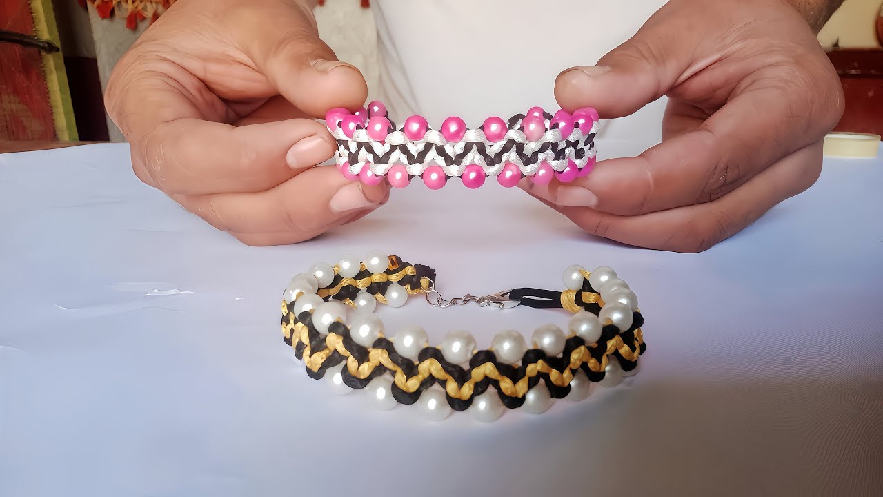 Bracelet making with thread | How to make bracelet with Beads |beautiful handmade beaded bracelet.