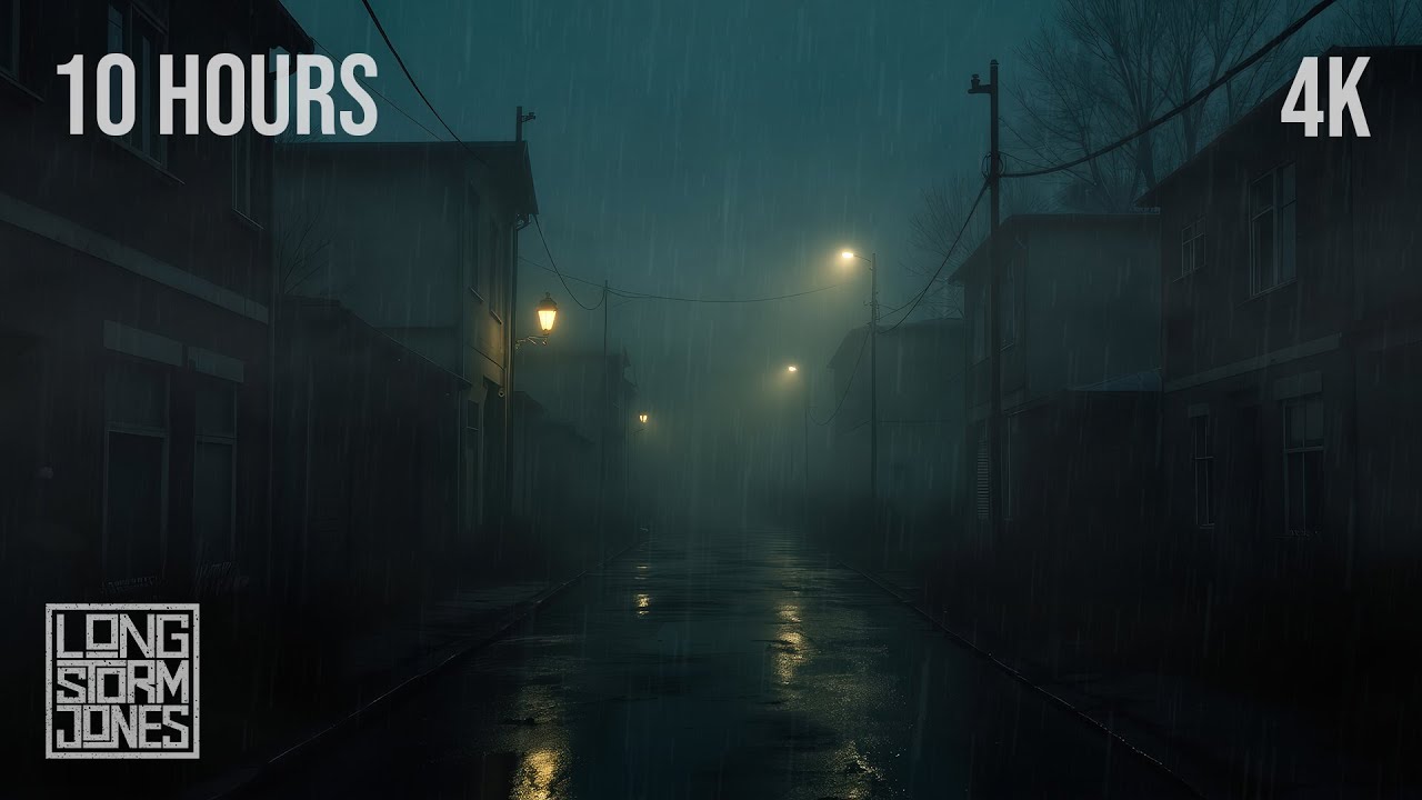 No One Left But The Rain | Heavy Urban Rain & Thunder Ambience to Calm Your Noisy Mind [4K] 10 HOURS