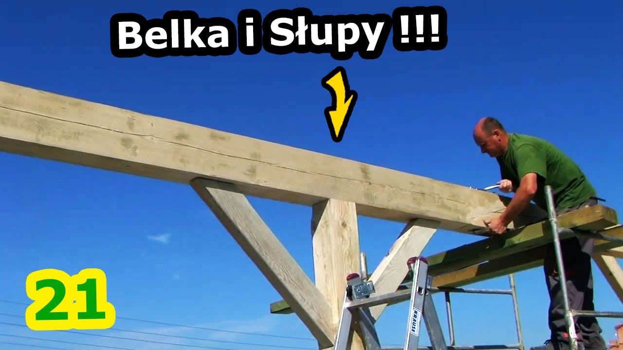 Dach Dwuspadowy !!! - Jak go zrobić? *Wkładamy Belkę na Ściany Szczytowe i Montujemy Słupy (Vlog 21)