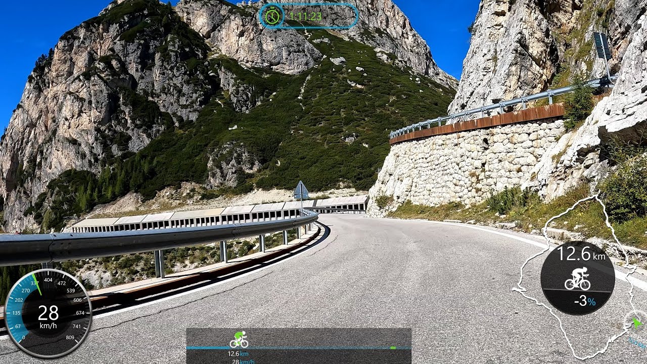 Extra long Indoor Cycling Workout Sankt Kassian Dolomites Italy Ultra HD Garmin Video