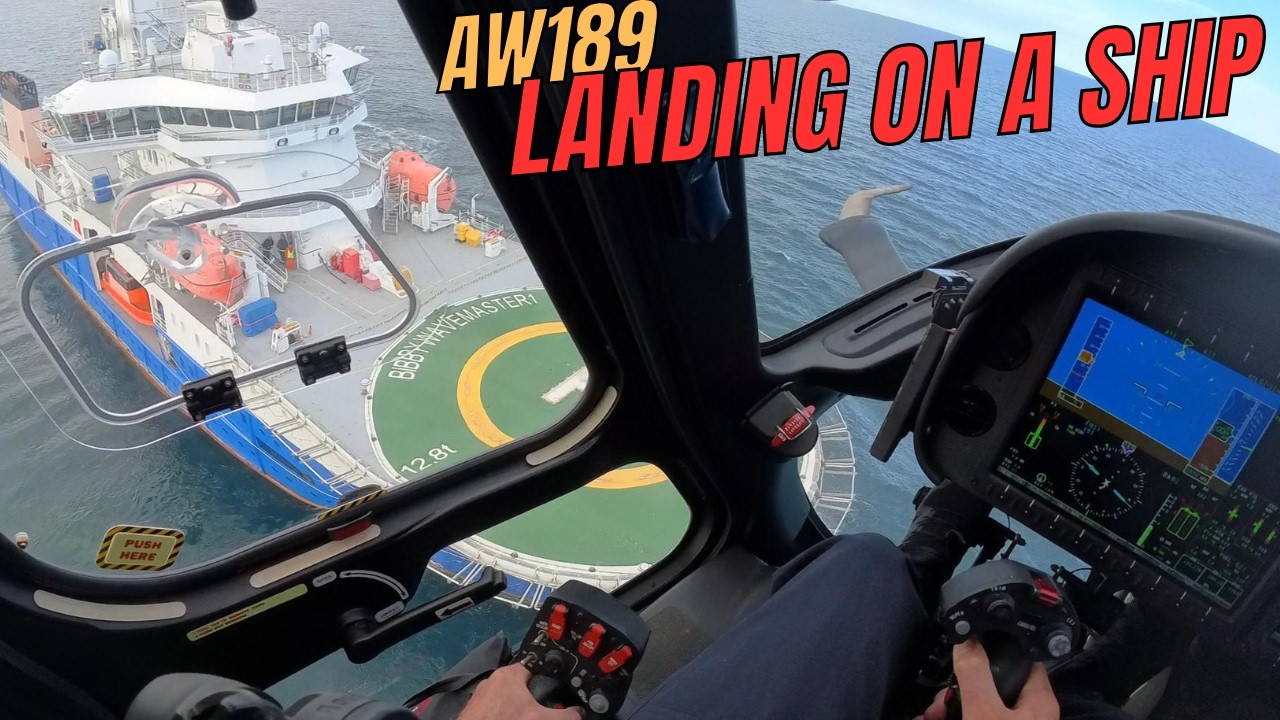 Landing an AW189 Helicopter on a Ship (Pilot POV)