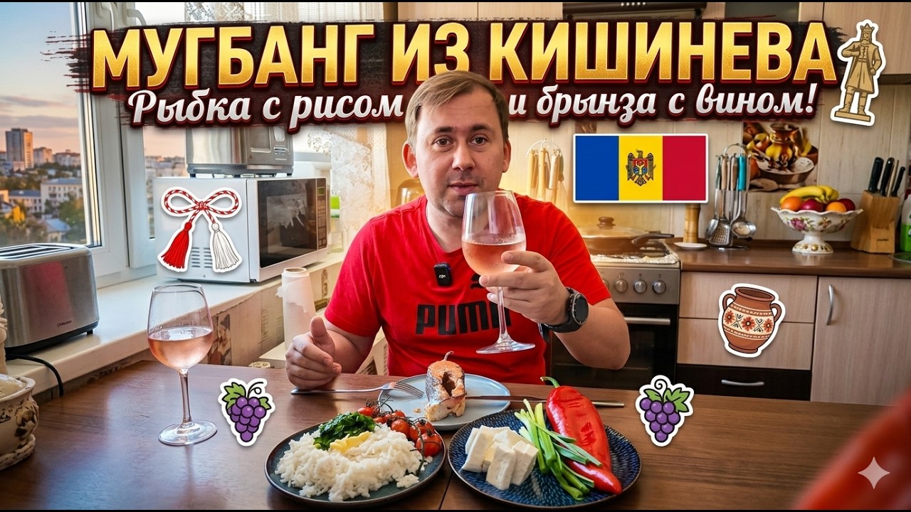 #3 😋 Мукбанг дома 🇲🇩 Жареная рыбка, рис и брынза. Под бокальчик домашнего