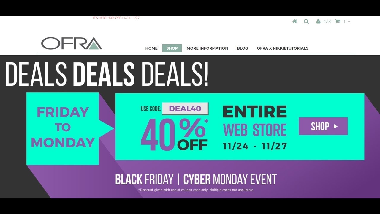 Ofra 40% Off Thru Cyber Monday!