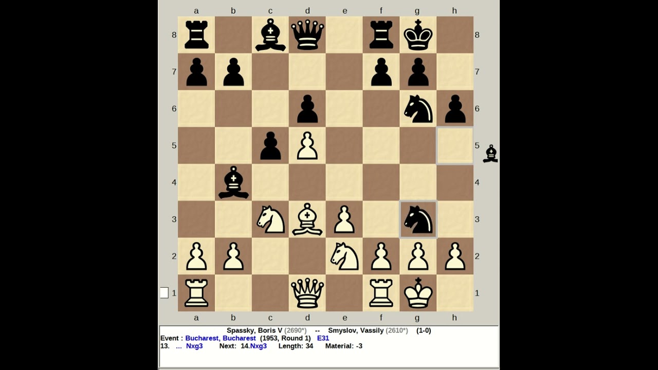 Spassky, Boris vs Smyslov, Vassily - Bucharest, 1953 #chess
