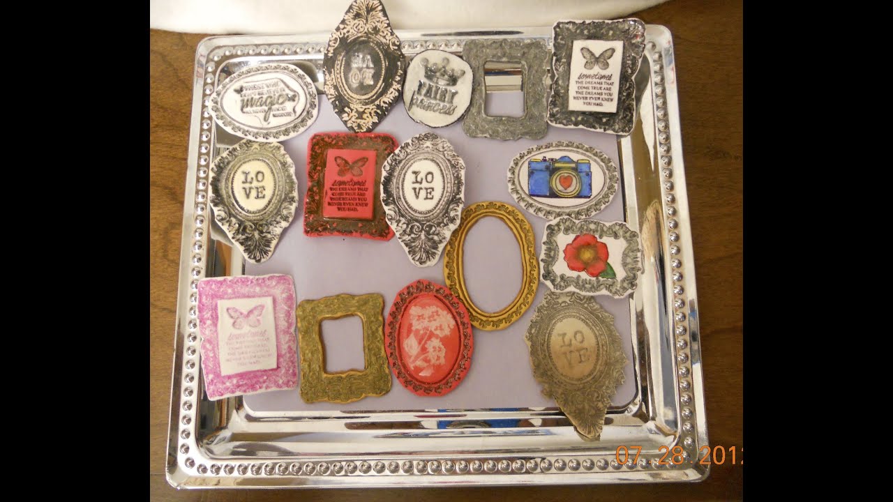 Clay cameos using air dry clay, stamps, ink and glossy accents