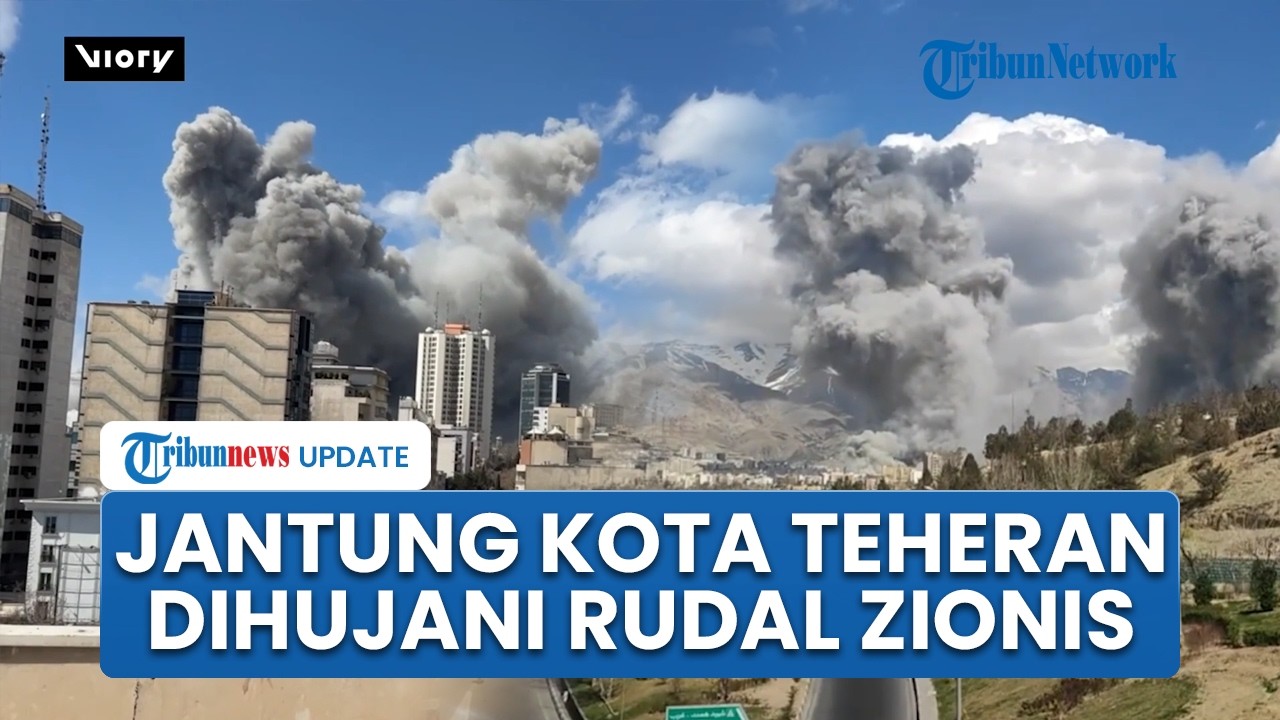 Iran Keos! Ibu Kota Teheran Dihujani Rudal: Diselimuti Asap Hitam Tebal, Dentuman Ledakan Menggema