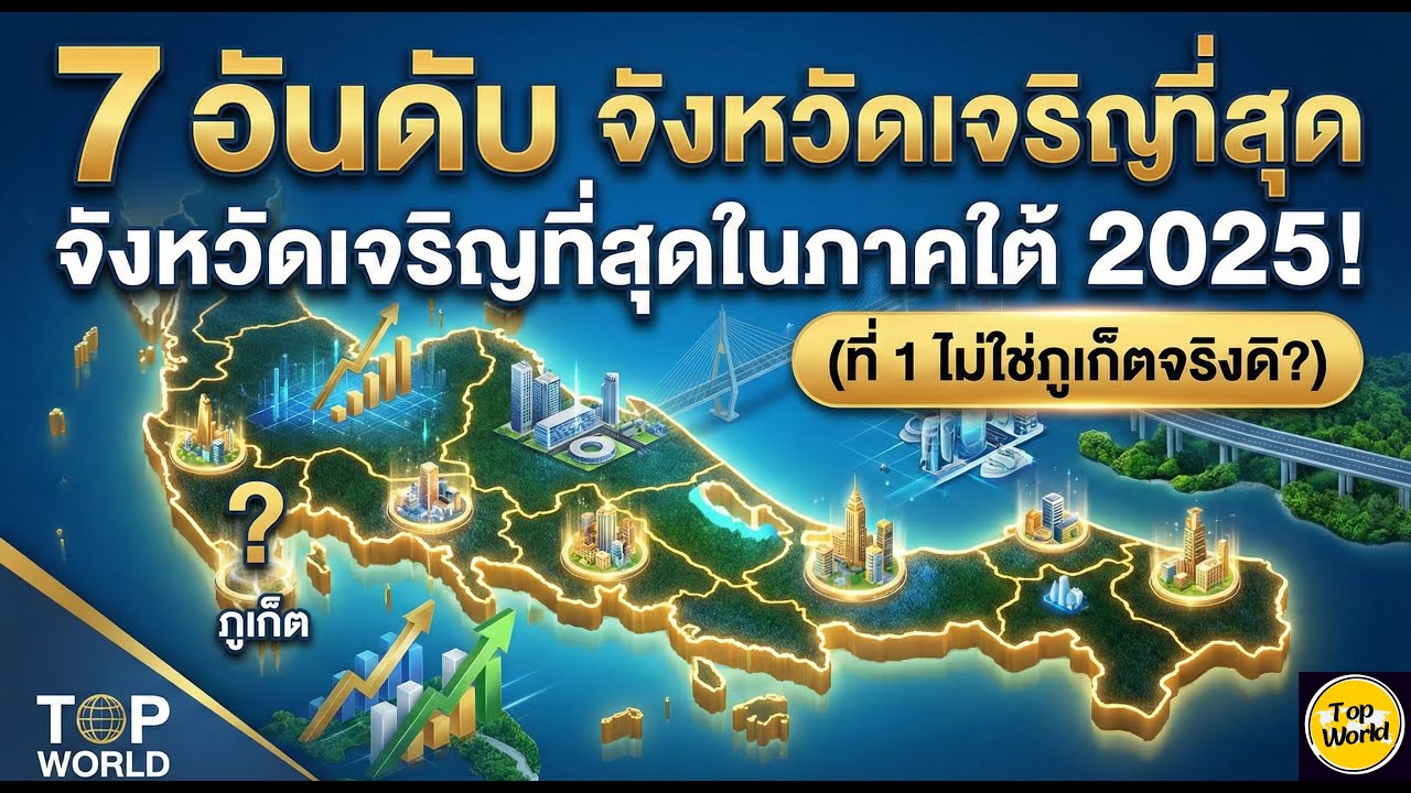 7 อันดับ จังหวัดเจริญที่สุดในภาคใต้ 2025! (ที่ 1 ไม่ใช่ภูเก็ตจริงดิ?) | Top World