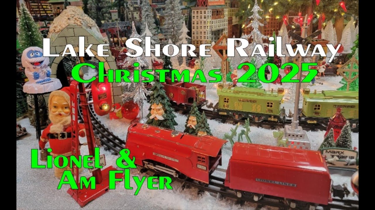 Lionel & American Flyer Christmas Trains Lake Shore Railway Prewar Lionel T-Rail layout Episode 220.