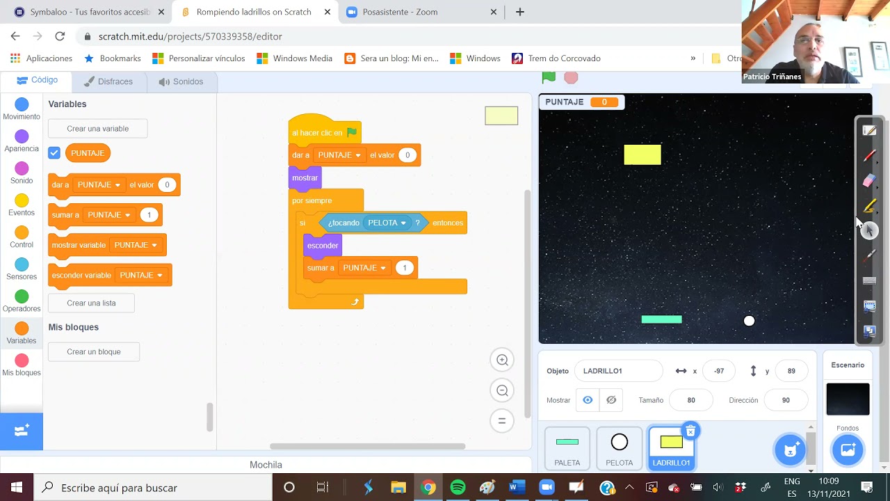 Programar juego ROMPIENDO LADRILLOS. Parte 2.