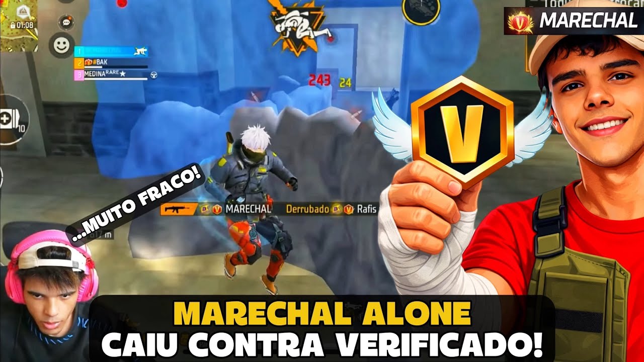 MARECHAL CAIU CONTRA VERIFICADO NA RANK E AMASSOU! FREE FIRE - MARECHAL HIGHLIGHTS