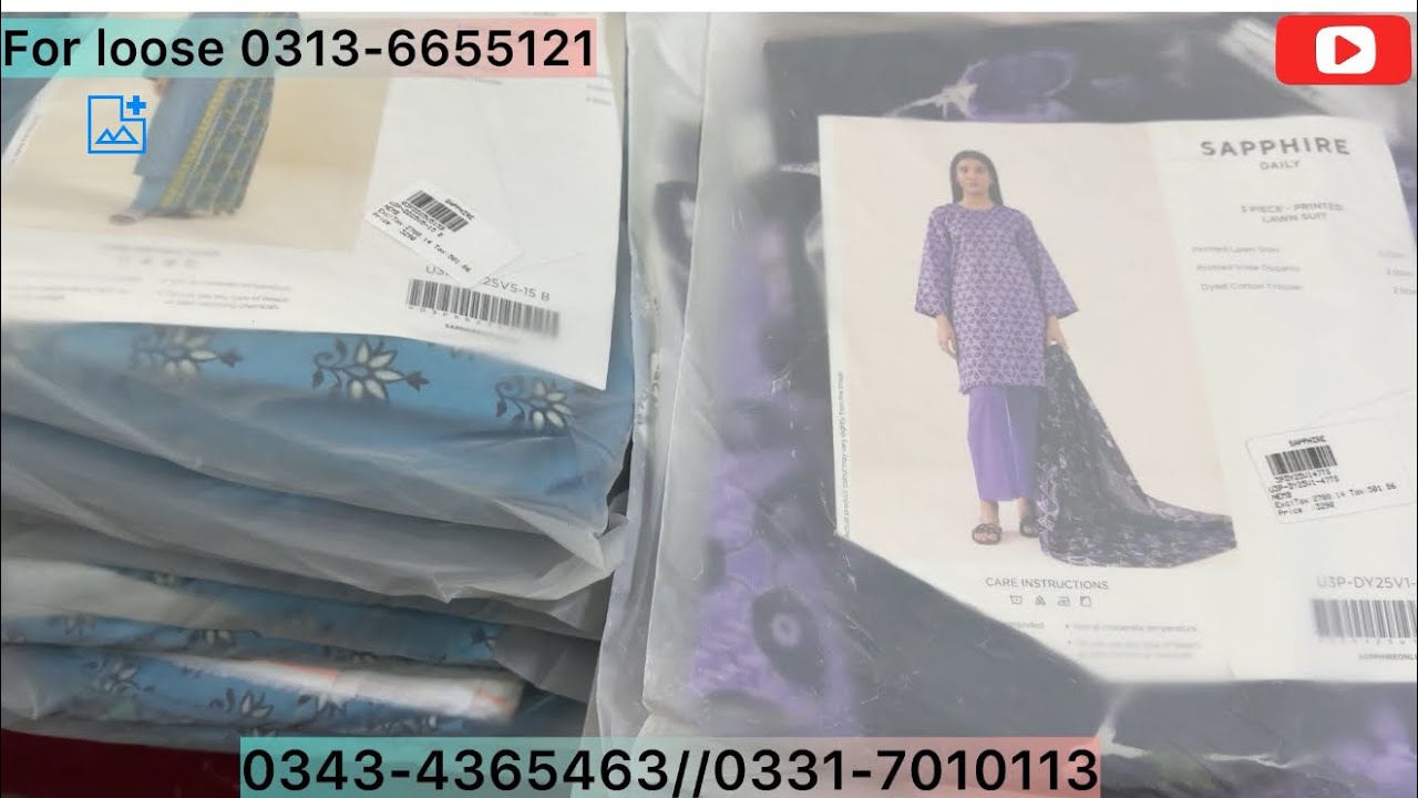 Sapphire 💯%Orignal outlet Stock New Arrivals Lawn Unstich collection 