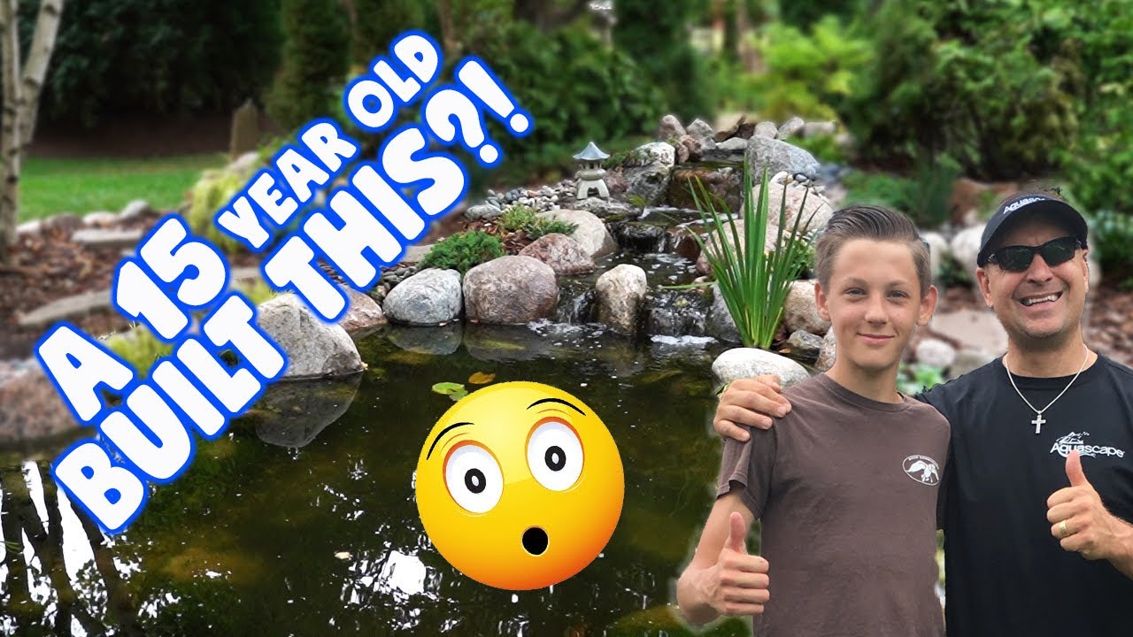 15-Year Old Builds an AMAZING BACKYARD POND!