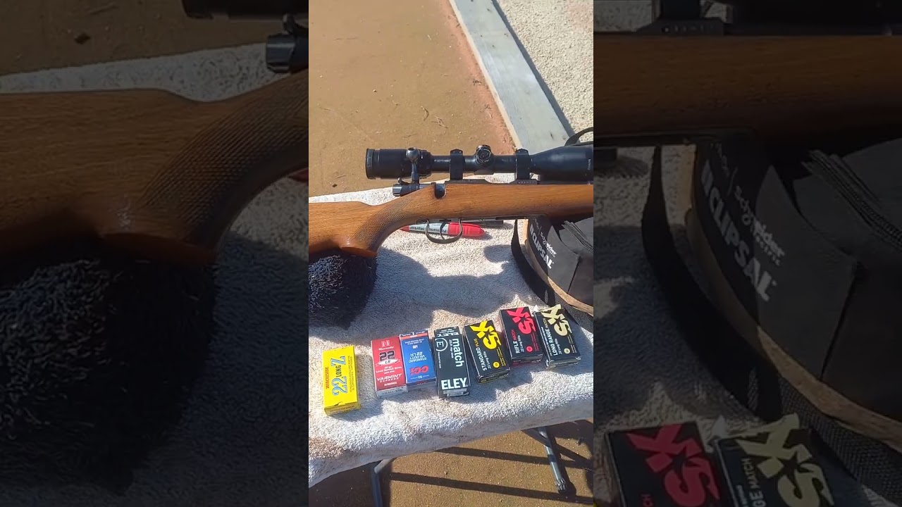 Brno model 5 testing Eley club ,SK standard ,match ,long range, Hornady and CCI standard . 22 Lr.