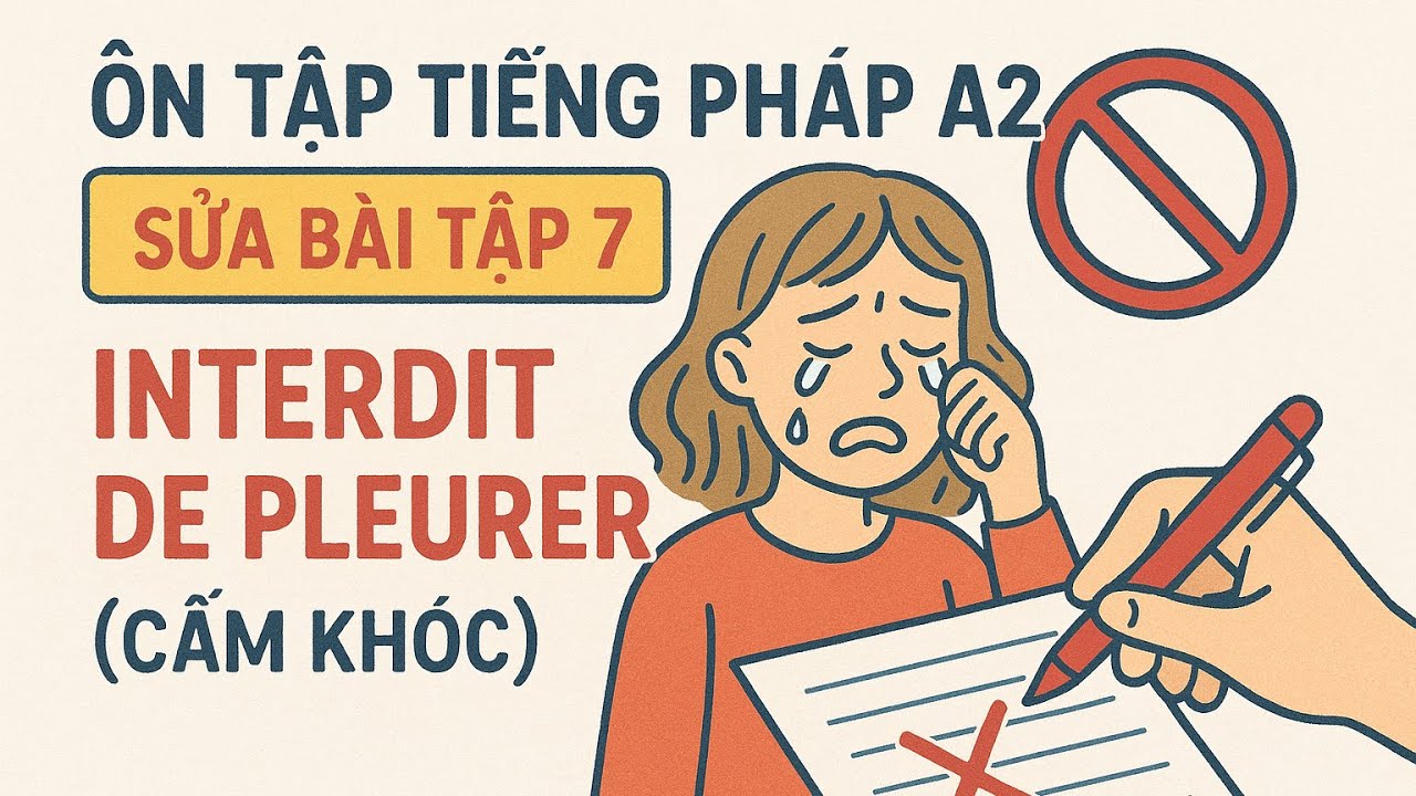 Ôn Tập Tiếng Pháp A2 – Sửa Bài Tập 7 | Interdit de pleurer (Cấm khóc)