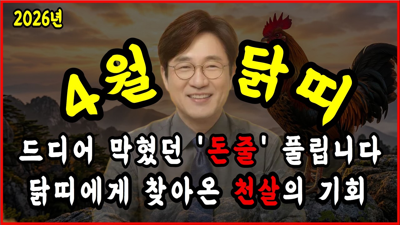 [천신텔러 김도현 원장] 2026년 4월 닭띠운세, 드디어 막혔던 돈줄이 풀립니다! 81년생 , 69년생 , 57년생 , 45년생 , #닭띠운세 #2026년 닭띠 4월운세
