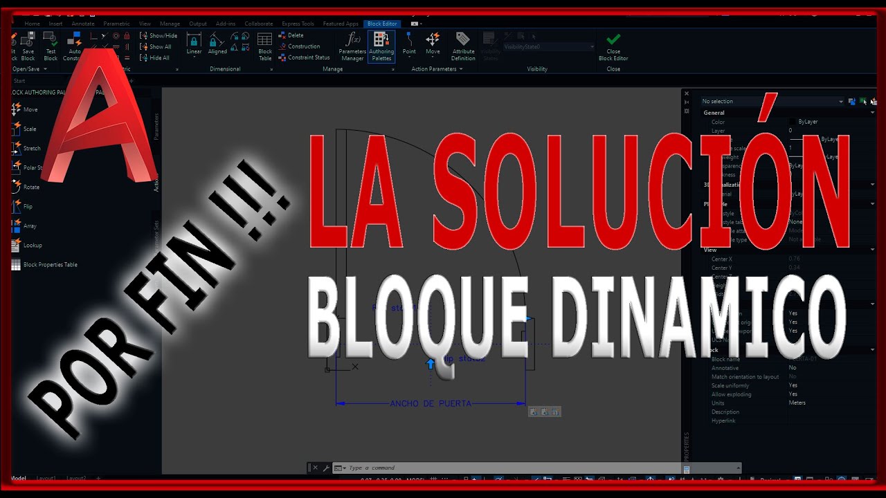 AUTOCAD BLOQUE DINAMICO PUERTA