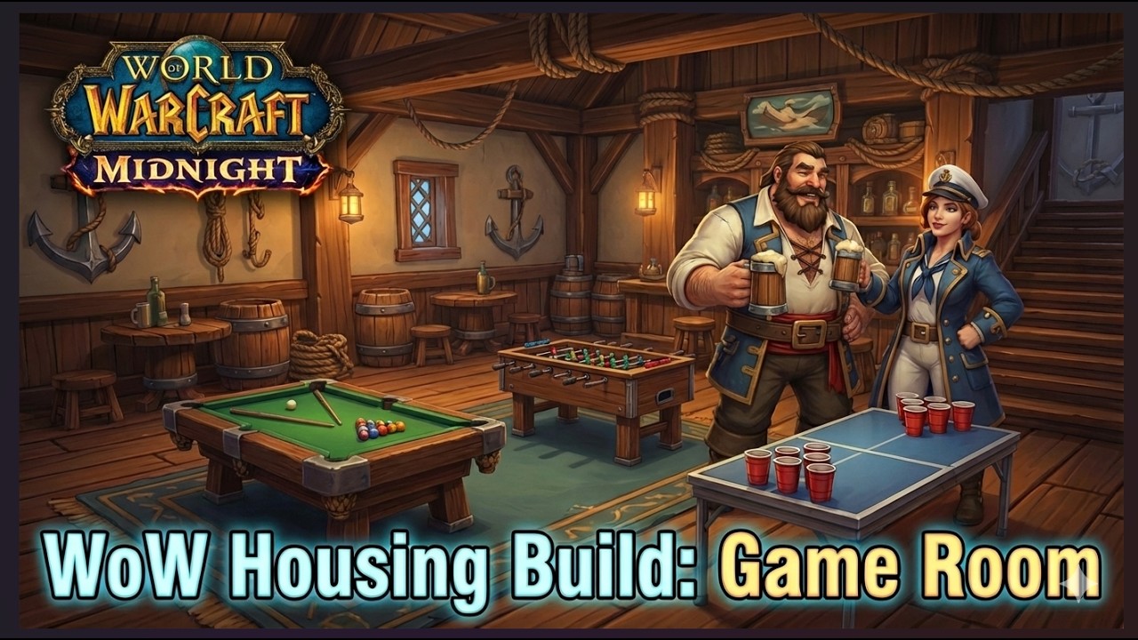 Wow Housing: Kul'tiran Themed Bar Gaming build