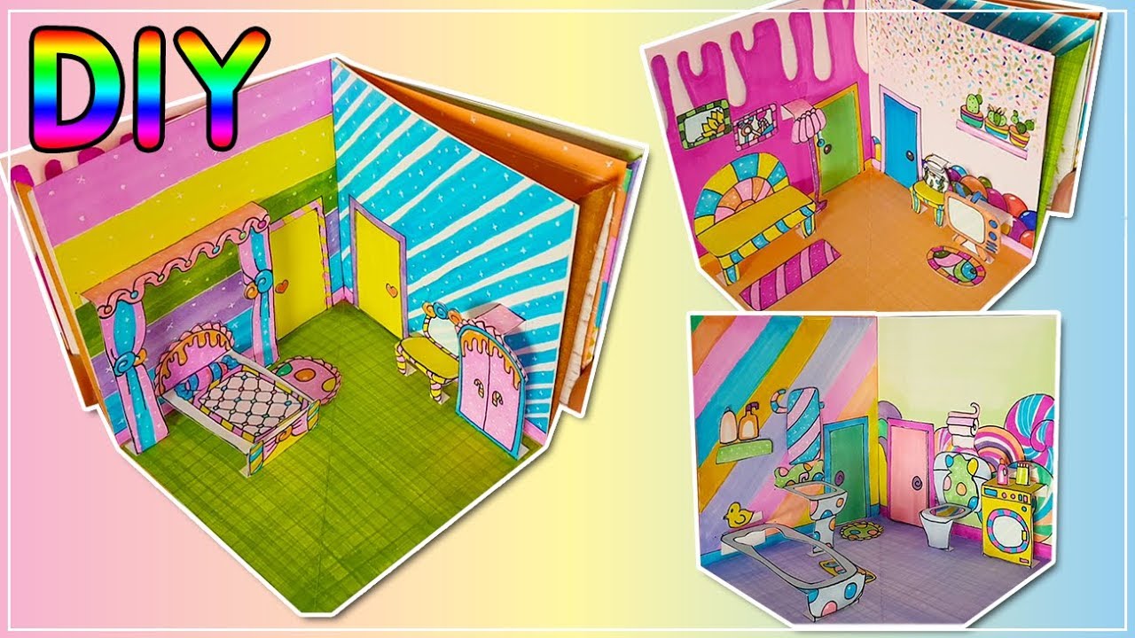 How to make easy Handmade Paper Doll House Quiet book - Mini Candy POP-UP House