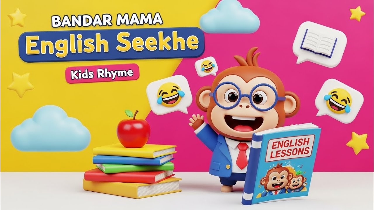Bandar Mama English Seekhe 😂📘 | Funny Hindi English Kids Rhyme