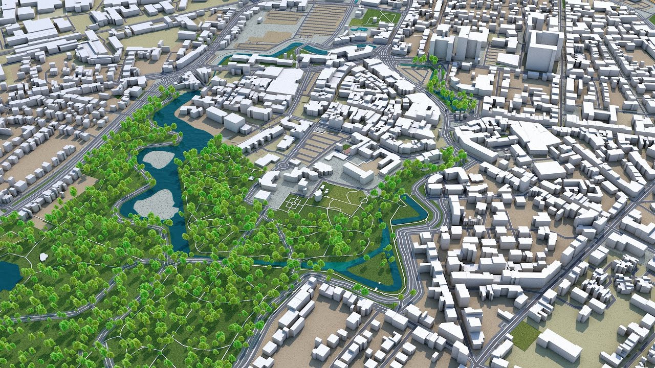 Moers city Germany 3d model 40km