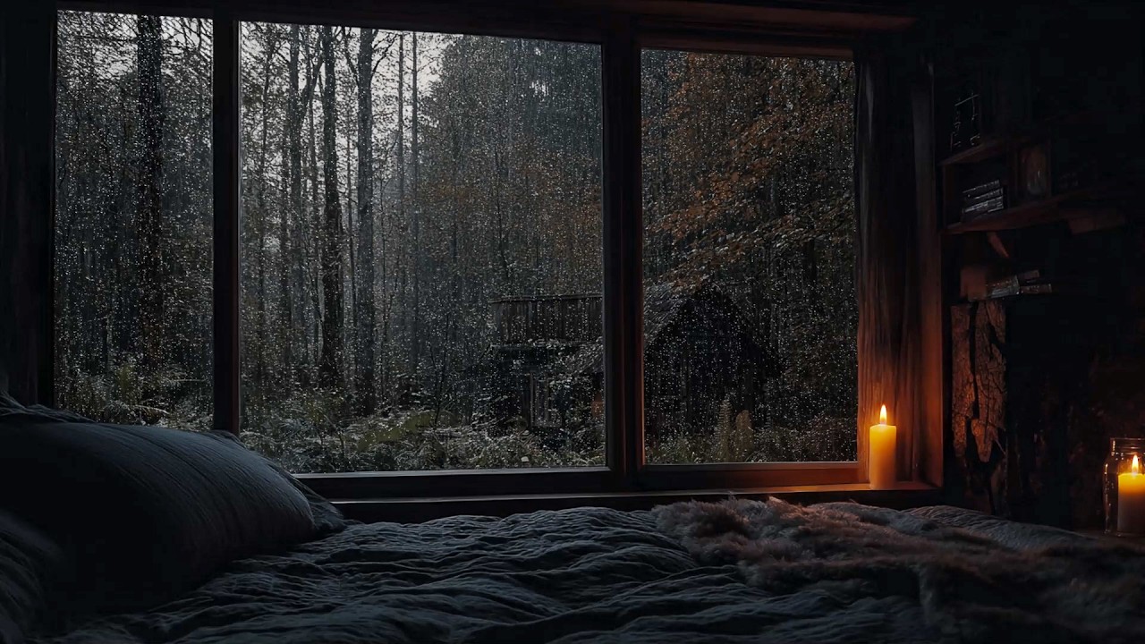 Warm Attic Porch Fireplace | Whispering Rain for Nervous System Reset – Deep Calm