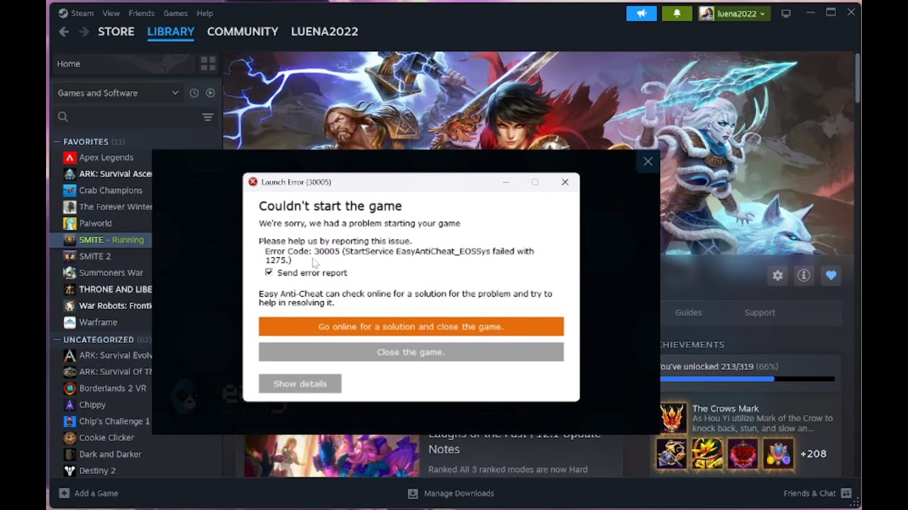 How to Fix easy anti cheat 30005, 1275 error.