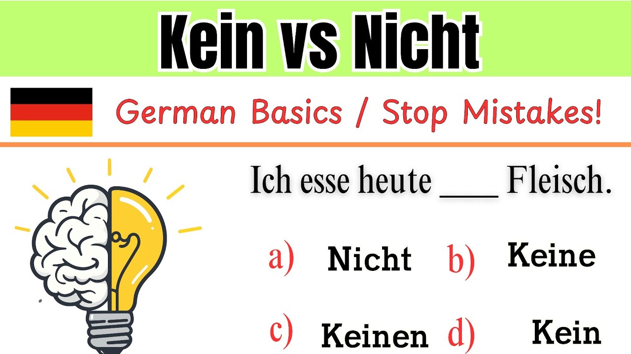 Kein or Nicht? Learn German Negation Easily | A1–A2 Grammar Quiz