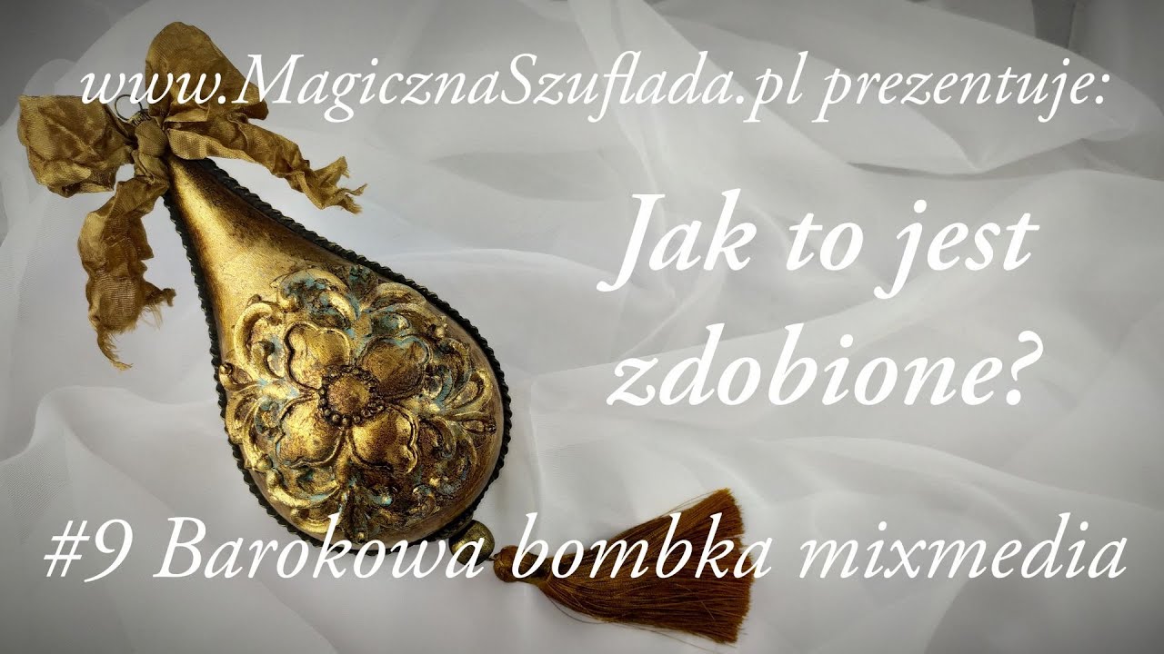 Barokowa bombka mixmedia - stare złoto i patyna